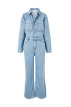 Long Sleeve Soft Denim Jumpsuit, VINTAGE BLUE - alternate image 2