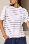 Stevie Slouchy Tee, WHITE/PHANTOM STRIPE - example image 4