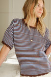 Nina Boxy Knit Tee, BRUNETTE SKY BLUE STRIPE - example image 5