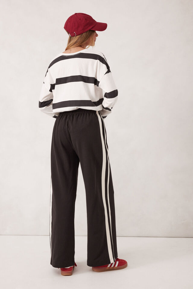 Gigi Wide Leg Terry Trackpant, PHANTOM SIDE STRIPE