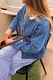 Collarless Denim Jacket, FRESH INDIGO - alternate image 5