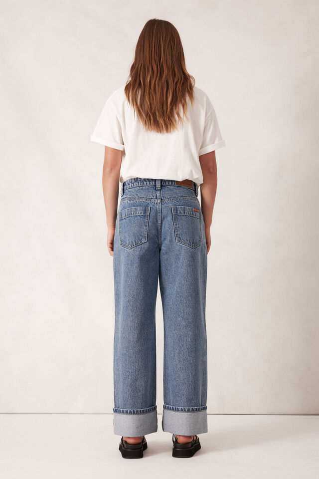 Loose Cuff Jean, WORN BLUE