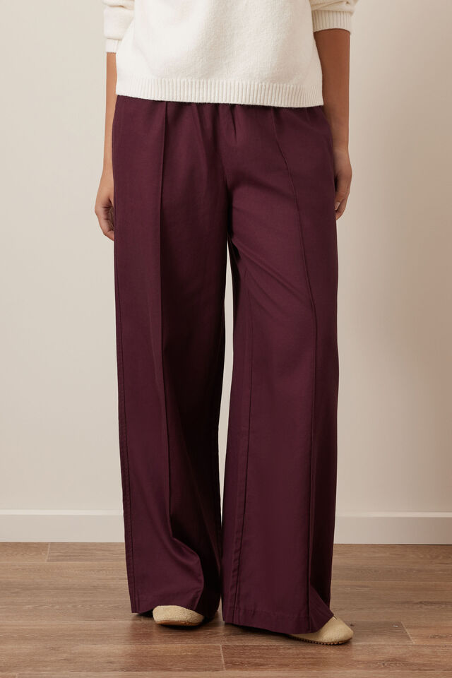 Izzie Pinstitch Pant, BURGUNDY