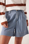 Billie Pleat Front Short, BLUE HERRINGBONE - alternate image 4