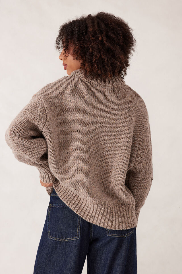 Lofty Knit Crew, TAUPE FLECK