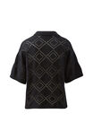 Demi Diamond Knit Collared Tee, BLACK - alternate image 3