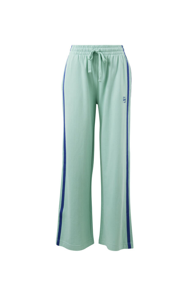 Gigi Wide Leg Terry Trackpant, SEAFOAM/POLO BLUE SIDE STRIPE