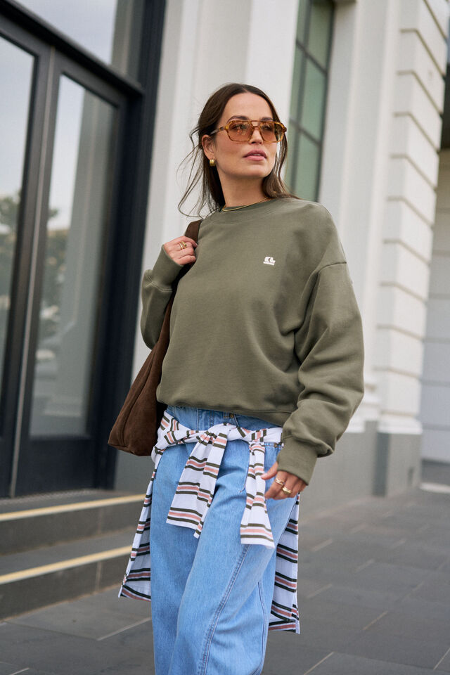 Quinn Slouchy Crew, WASHED OLIVE