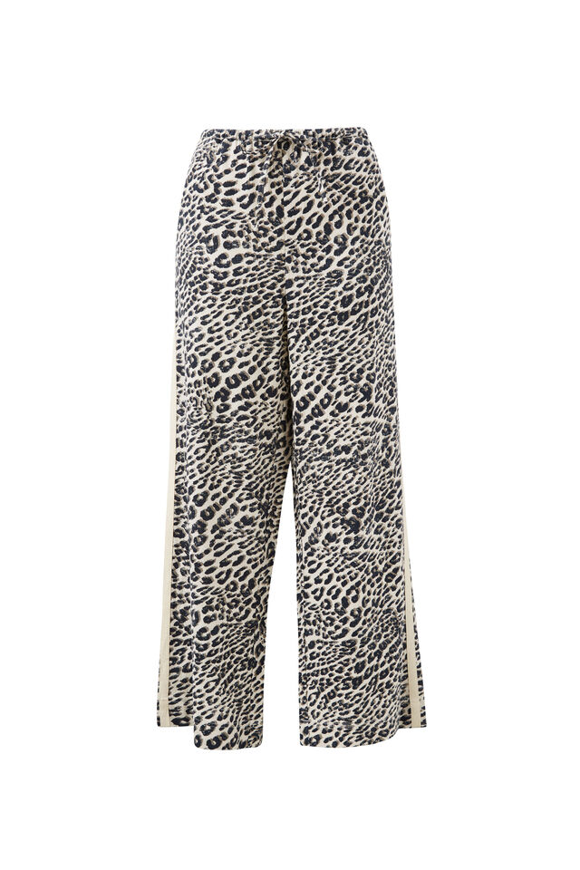 Relaxed Drawstring Pant, LEOPARD LINEN BLEND