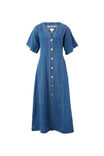 Short Sleeved Panelled V-Neck  Midi Dress, FRESH INDIGO - alternate image 2