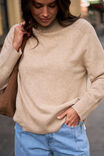 Alex Oversized Knit Funnel Neck Pullover, OAT MARLE - alternate image 4