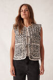 Tie Quilted Vest, LEOPARD - alternate image 1