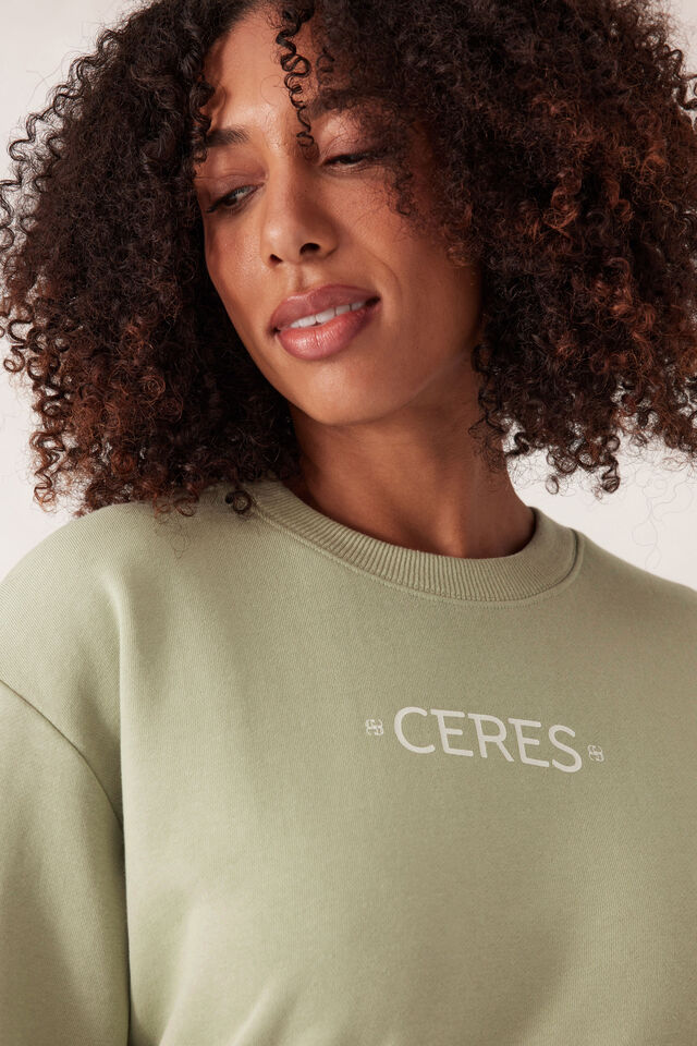 Isla Oversized Slouchy Crew, MATCHA MINI LOGO