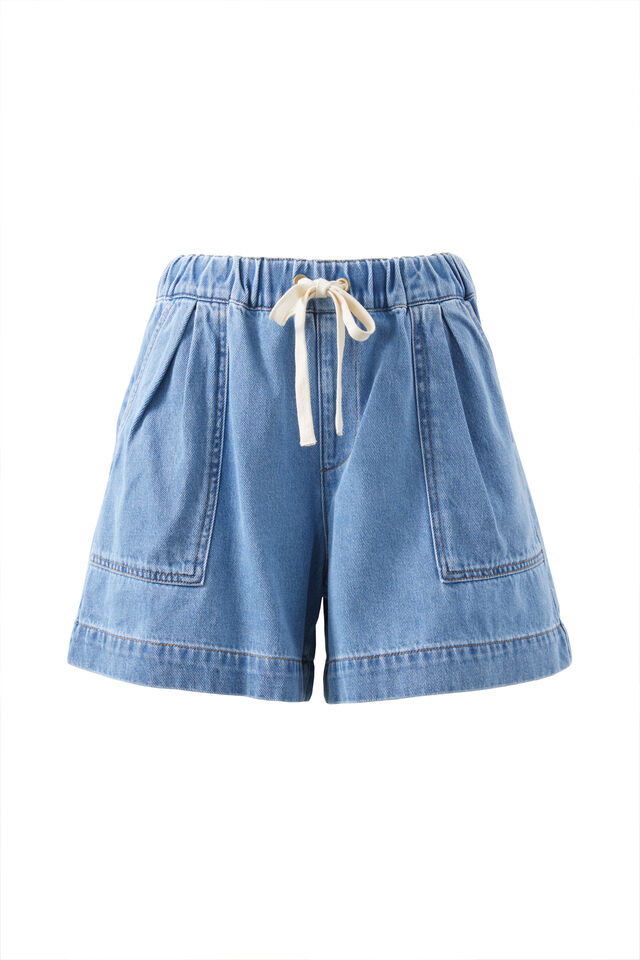 Relaxed Everyday Short, MID BLUE WASH