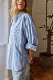 Peta Oversized Shirt, BAY BLUE BUTTER YELLOW STRIPE - example image 4