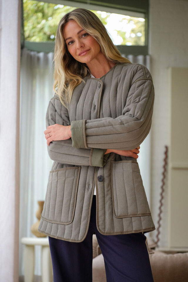 Comfy Quilted Jacket, MOSS GREEN