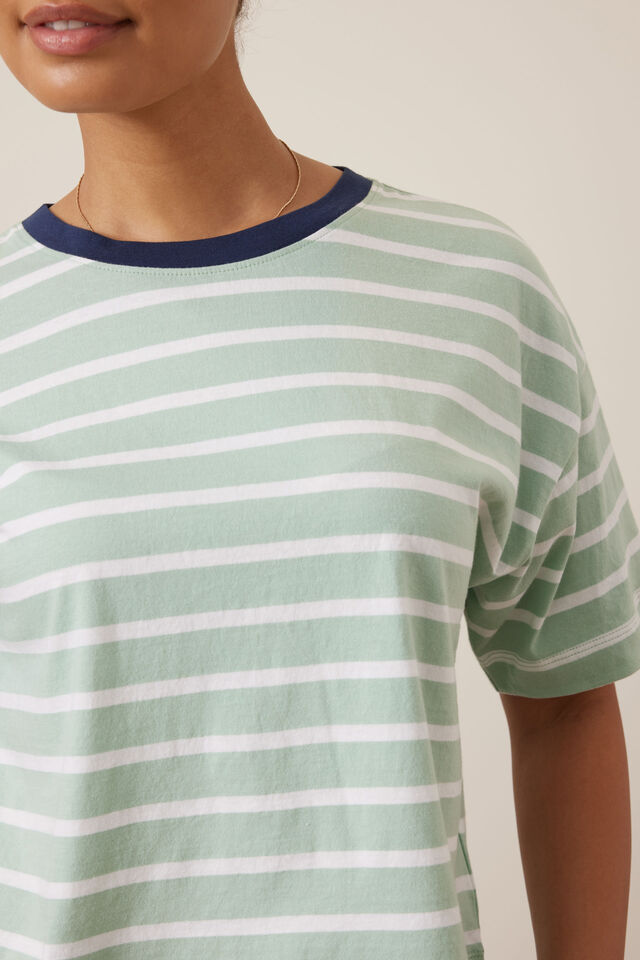 Brea Boxy Tee, SEAFOAM/WHITE STRIPE