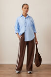 Gigi Wide Leg Terry Trackpant, CHOCOLATE SIDE STRIPE - example image 1
