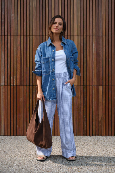 The Lounge Pant, WHITE NAVY CHECK