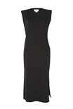 Shoulder Pad Midi Dress In Organic Cotton, BLACK - alternate image 2