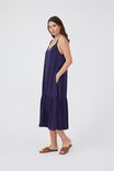 Satin Single Tier Midi Dress With Recycled Fibres, MIDNIGHT - alternate image 4