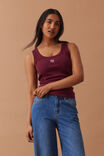 Zoe Contour Rib Scoop Tank, POMEGRANATE/MONOGRAM EMBROIDERY - alternate image 4