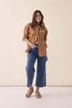 Oversized Poplin Shirt, NUTMEG/WARM WHITE STRIPE - alternate image 5