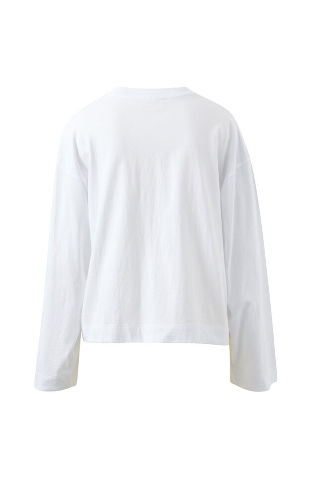 Beau Long Sleeve Slouchy Tee, WHITE