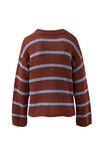 Lila Oversized Knit Crew, BURNT TOFFEE STRIPE - alternate image 3