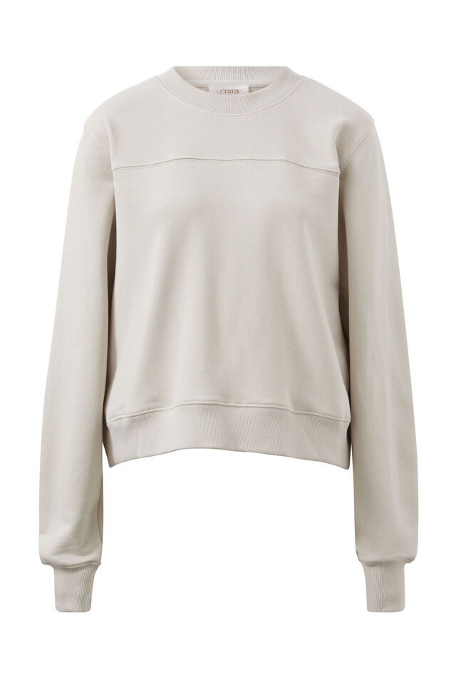 Seamed Fleece Top, ALMOND