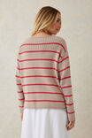 Ladder Stitch Knit, STRING/HERITAGE RED STRIPE - alternate image 4