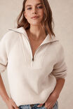 Slouchy Zip Knit, ECRU - alternate image 7
