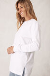 Longline Long Sleeve Cuff Tee, WHITE/WHITE MONOGRAM EMBROIDERY - alternate image 4