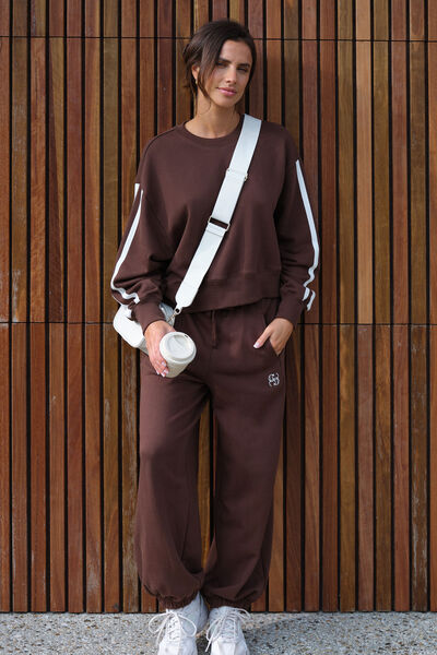 Barrel Leg Trackpant, CHOCOLATE