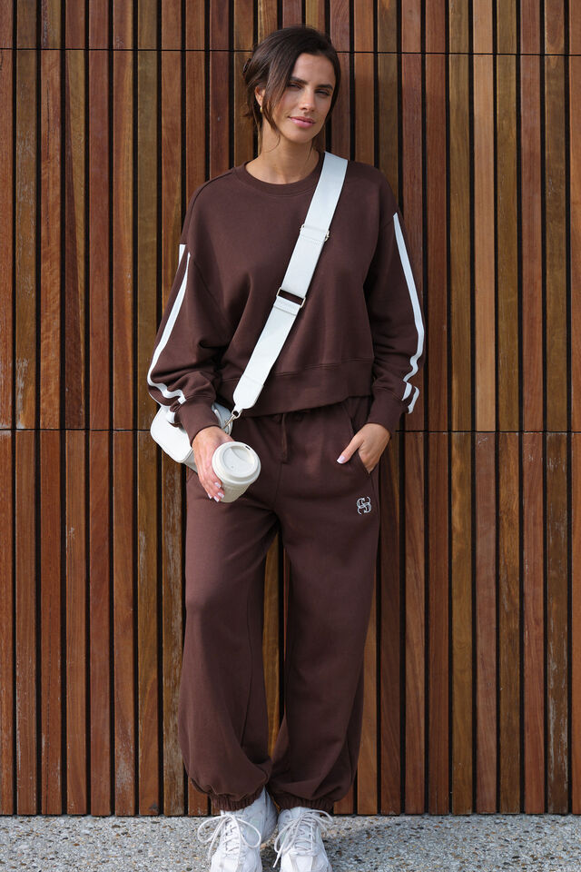 Barrel Leg Trackpant, CHOCOLATE
