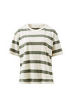 Stevie Slouchy Split Hem Tee, EGGSHELL/MOSS GREEN BOLD STRIPE - alternate image 2