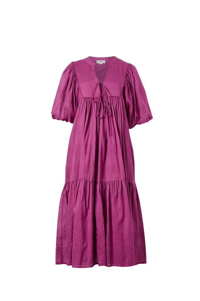 Tie Front Midi Dress, MAGENTA