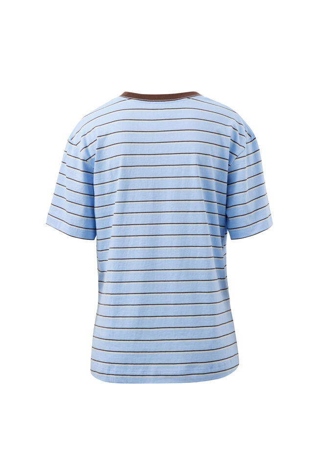 Stevie Slouchy Tee, CHINA BLUE/CHOC BUTTER STRIPE
