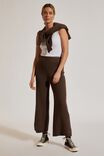 Soft Knit Wide Leg Pant In Recycled Blend, BITTER CHOCOLATE MARLE