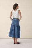 Tiered Midi Skirt, FRESH INDIGO DENIM - alternate image 3