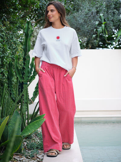 The Lounge Pant, RED WHITE CHECK
