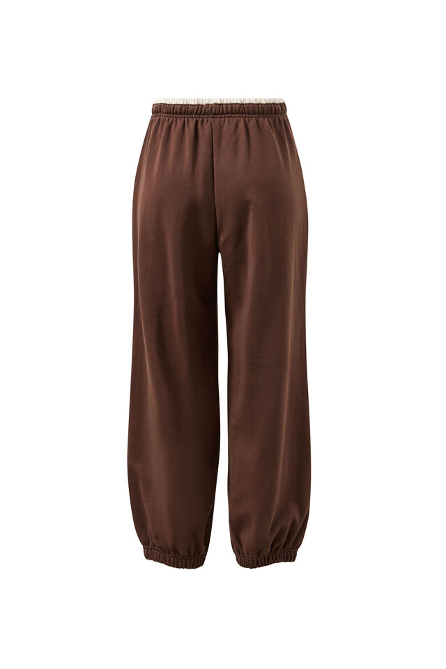 Bowie Barrel Leg Trackpant, BRUNETTE BROWN CONTRAST BUFF BIND