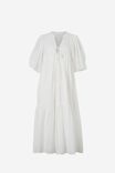 Tie Front Midi Dress In Organic Cotton Voile, WHITE - alternate image 2