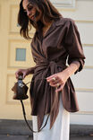 Elodie Wrap Shirt, BRUNETTE BROWN - alternate image 1