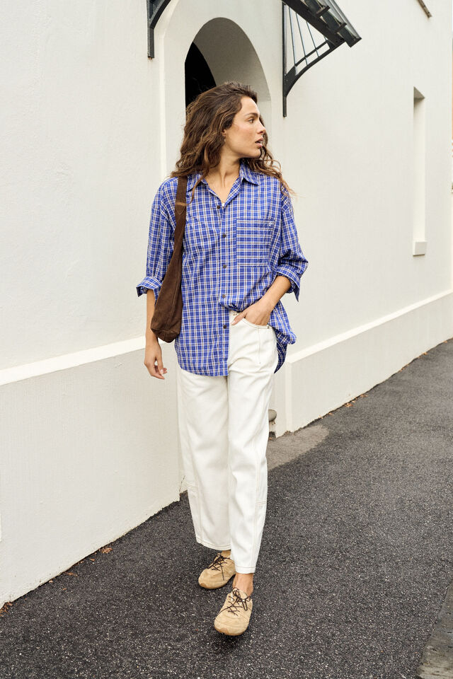 Peta Oversized Shirt, POLO BLUE CHECK