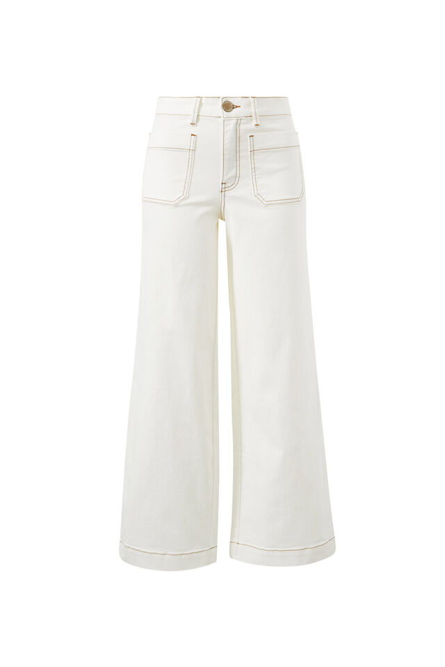 Wide Leg Patch Pocket Jean, FRESH ECRU