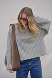 Beau Long Sleeve Slouchy Tee, HERITAGE NAVY/BUTTER/STONE STRIPE - alternate image 7