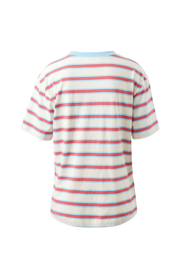 Stevie Slouchy Tee, MILK FRESH BLUE RED STRIPE