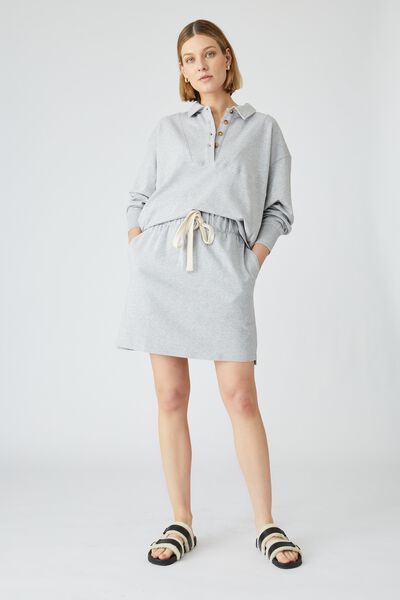 Organic Fleece Mini Tube Skirt, GREY MARLE
