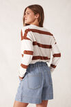 Slouchy Long Sleeve  Tee, VANILLA/TOBACCO BOLD STRIPE - alternate image 3